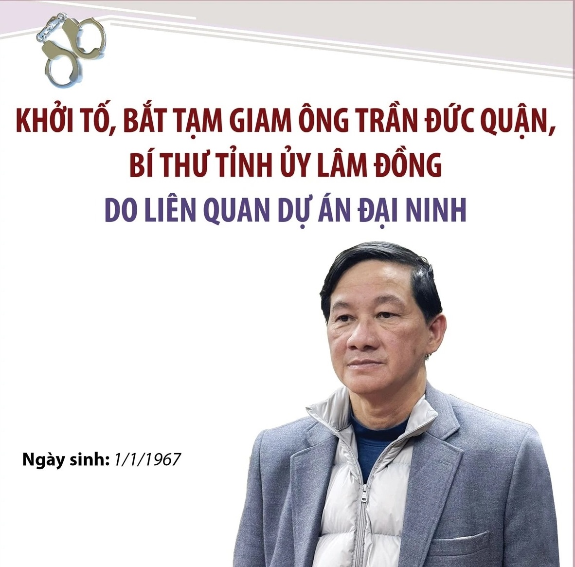 Khởi tố, bắt tạm giam Bí thư Tỉnh ủy Lâm Đồng Trần Đức Quận